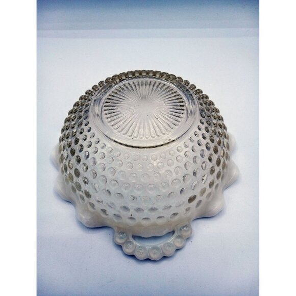 Hobnail Moonstone Ruffled Serving Bowl Dish Milk Rim Candy Depression Glass 6.5" - Picture 12 of 16